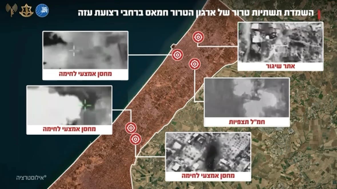 מחסני נשק, אתר שיגור וחמ״ל תצפיות: כוחותינו השמידו תשתיות טרור ברחבי רצועת עזה