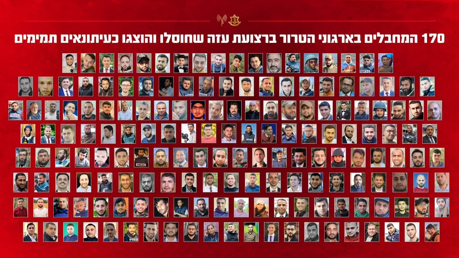 צה"ל חושף: "170 מההרוגים שהוצגו לעולם כ'עיתונאים' היו מחבלים בארגוני הטרור ברצועת עזה"