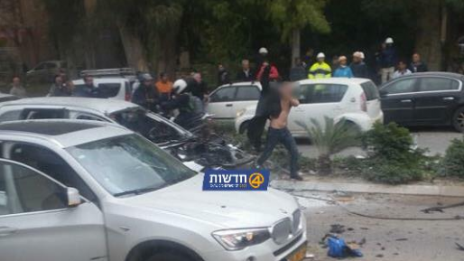 צילום: ברכי ארמה שני פצועים קשה ופצוע קל-בינוני בפיצוץ ברכב באזור מתחם הבורסה