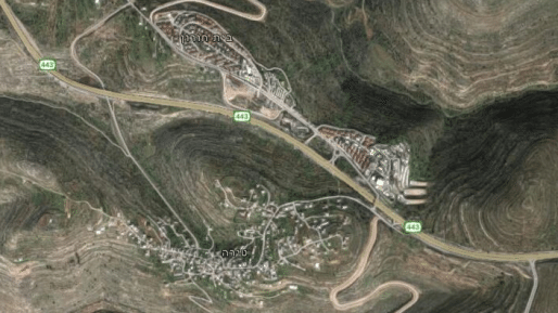 צילום: google maps כוחות סורקים סמוך לגדר בית חורון בחשד לירי שבוצע מכפר סמוך