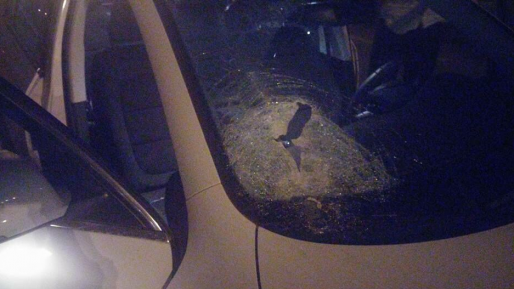 צילום: דביר כהן רכב הותקף בפיגוע אבנים באזור ואדי ערה