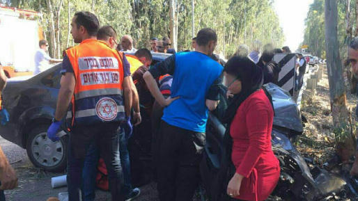 צילום: דוברות מד שלוש ילדות נפצעו קשה ושתי נשים בינוני בתאונה בעמק חפר