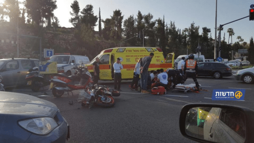 צילום: אחיעד סעדון רוכב אופנוע נפצע בינוני-קשה בתאונה בירושלים
