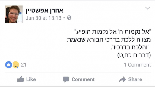 צילום: פייסבוק קצין משטרה: "לא היינו צריכים לזמן לבירור את כותב הסטטוס"