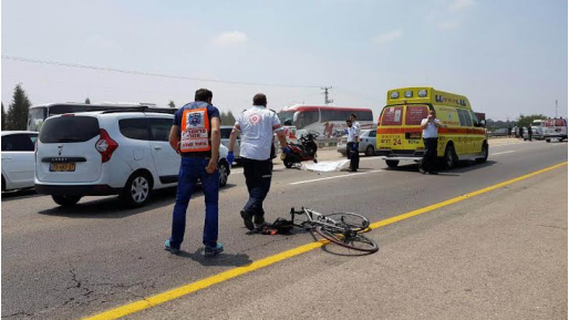 צילום: דוברות איחוד הצלה רוכב אופניים נהרג מפגיעת רכב בדרך מניצנים לאשקלון