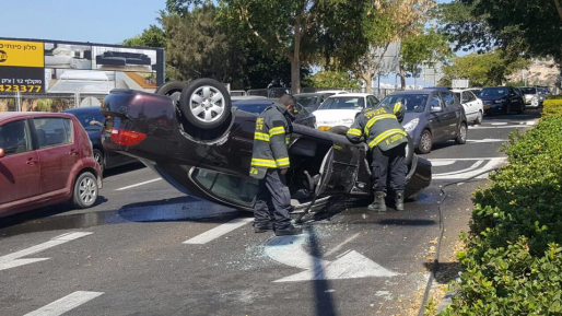 צילום: איחוד הצלה רכב נוסף התהפך: באורח נס – שני נפגעים קל