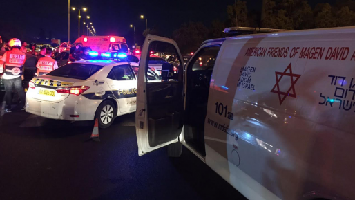צילום: יששכר ווייס, תיעוד מבצעי מד חשד ל"פגע וברח": חמישה הולכי רגל נפצעו מפגיעת רכב במחלף מסובים