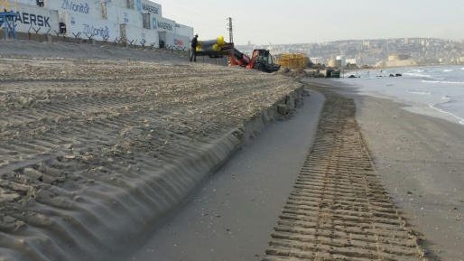 צילום: חברת תשן הסתיים פרויקט הזנת החול בחוף חוות המיכלים