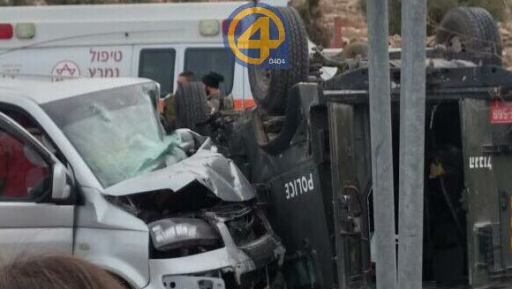 צילום: 0404 ארבעה לוחמי מג"ב נפגעו קל בתאונה סמוך לחטמ"ר יהודה