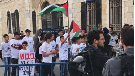 צילום: שלמה מור חבורת הזויים הפגינה במרתון עם דגלי אש"ף: "ירושלים ערבית"