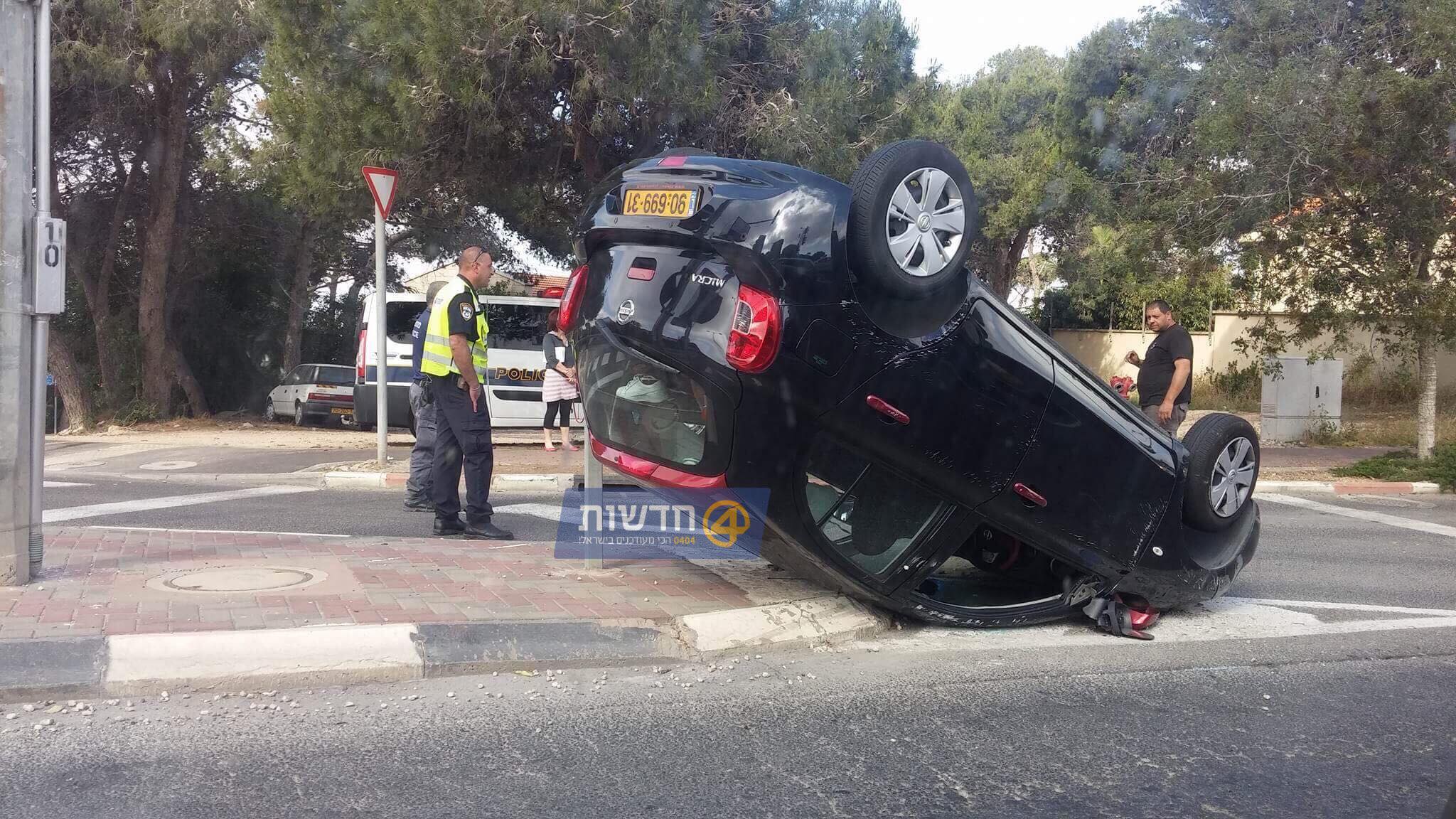 רכב התהפך סמוך לאוניברסיטת חיפה