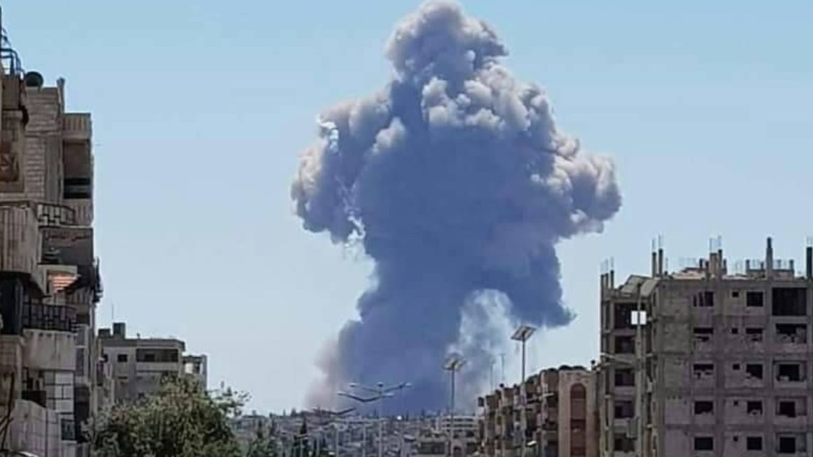 צילום: תקשורת ערבית גורם סורי: "החום הכבד גרם לפיצוצים בבסיס חיל האוויר בחמה"