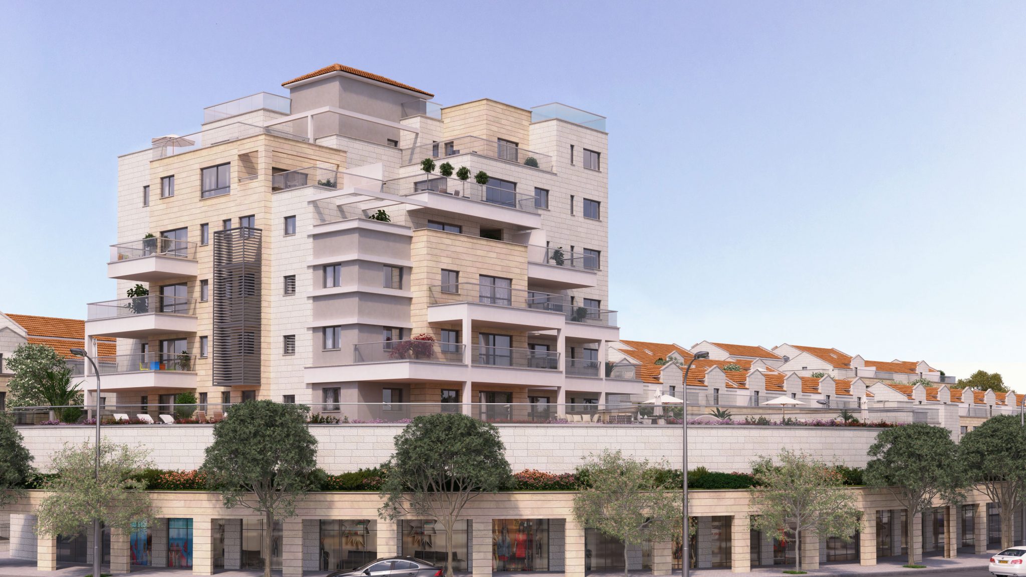 צילום: הדמייה קריסטל גרפיקס נתיב פיתוח החלה לשווק את המרכז המסחרי בפרויקט "גני האלה בוטיק"