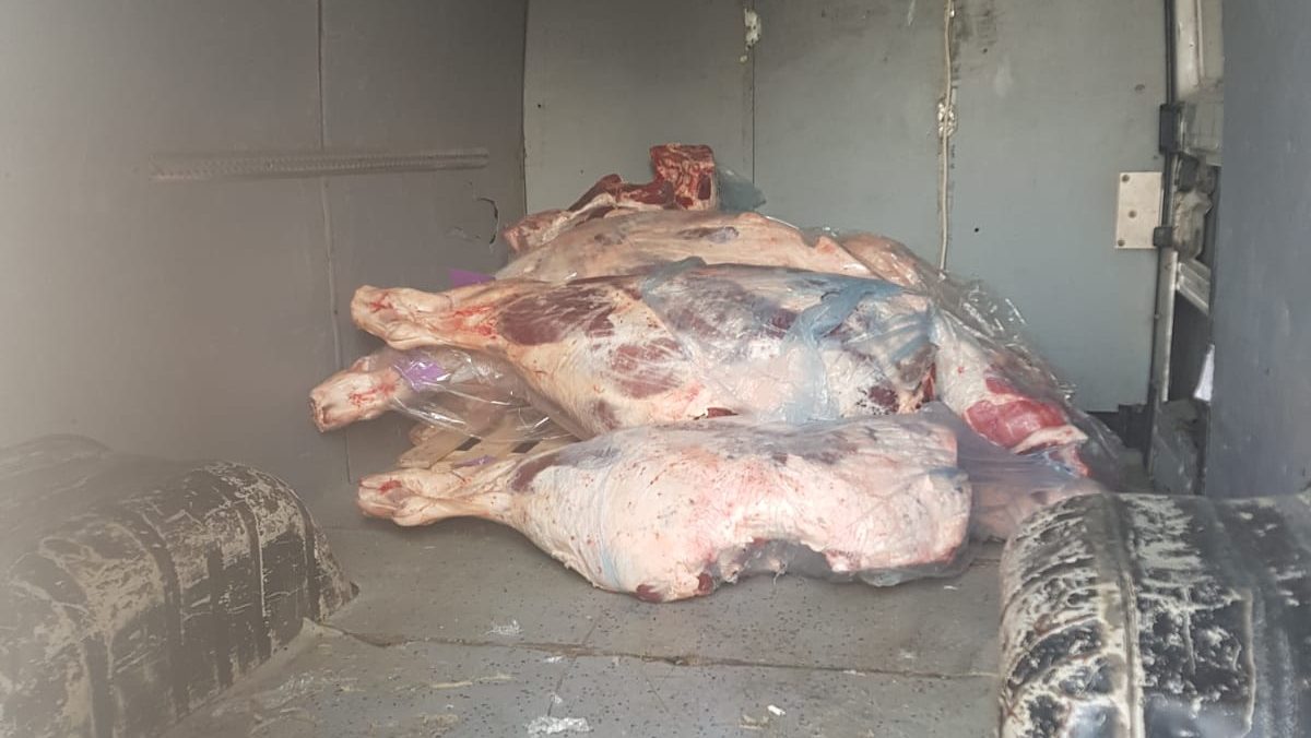 צילום: דוברות המשטרה ערבי נעצר לאחר שהוביל בשר המסכן את בריאות הציבור ברכב שמסכן את שלום הציבור