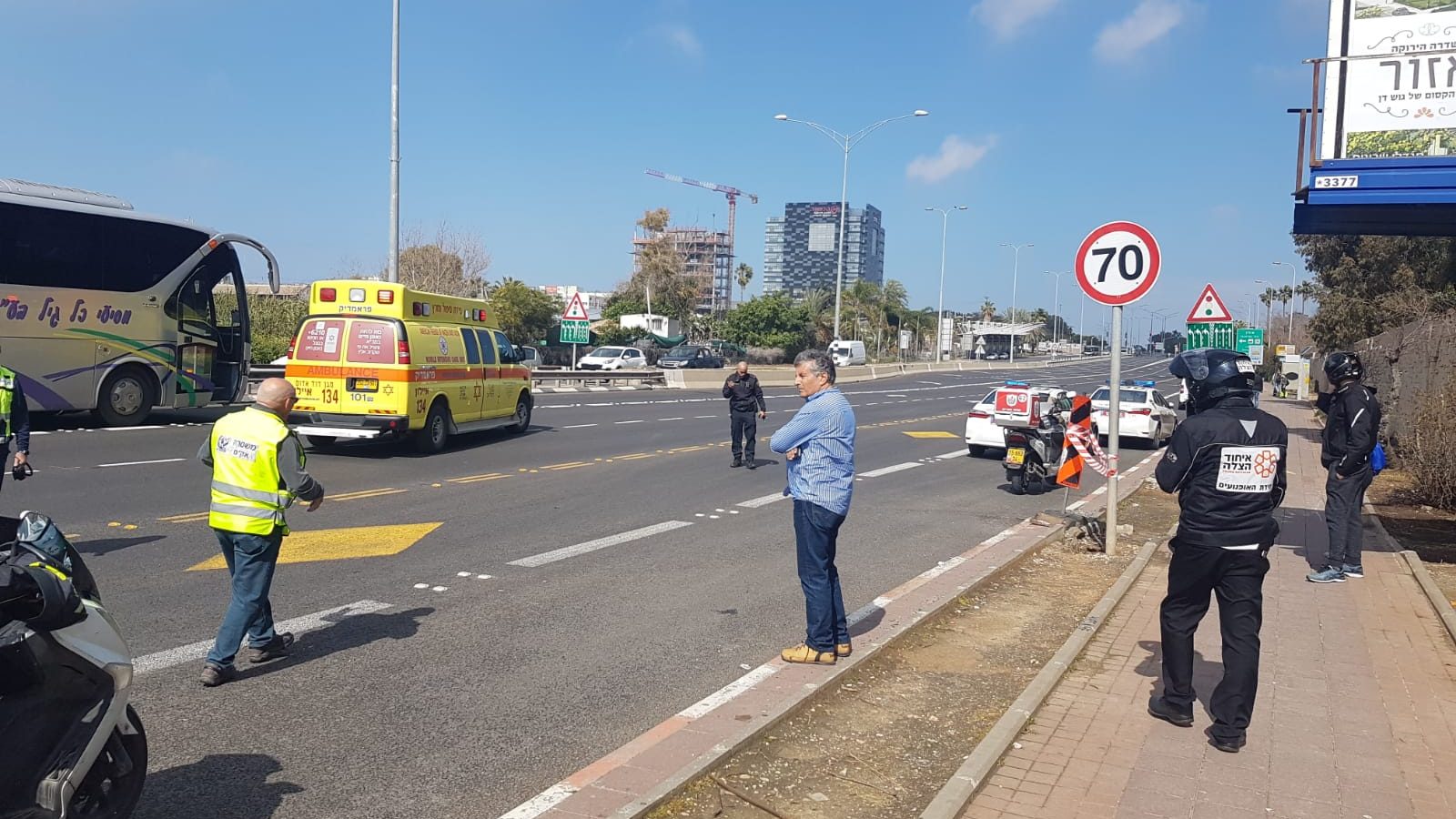 צילום: דוברות איחוד הצלה נקבע מותו של הגבר שנפגע מאוטובוס סמוך לאזור