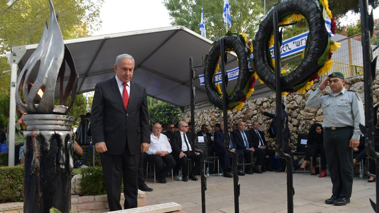 צילום: קובי גדעון, לע נתניהו בטקס האזכרה לרחבעם זאבי: