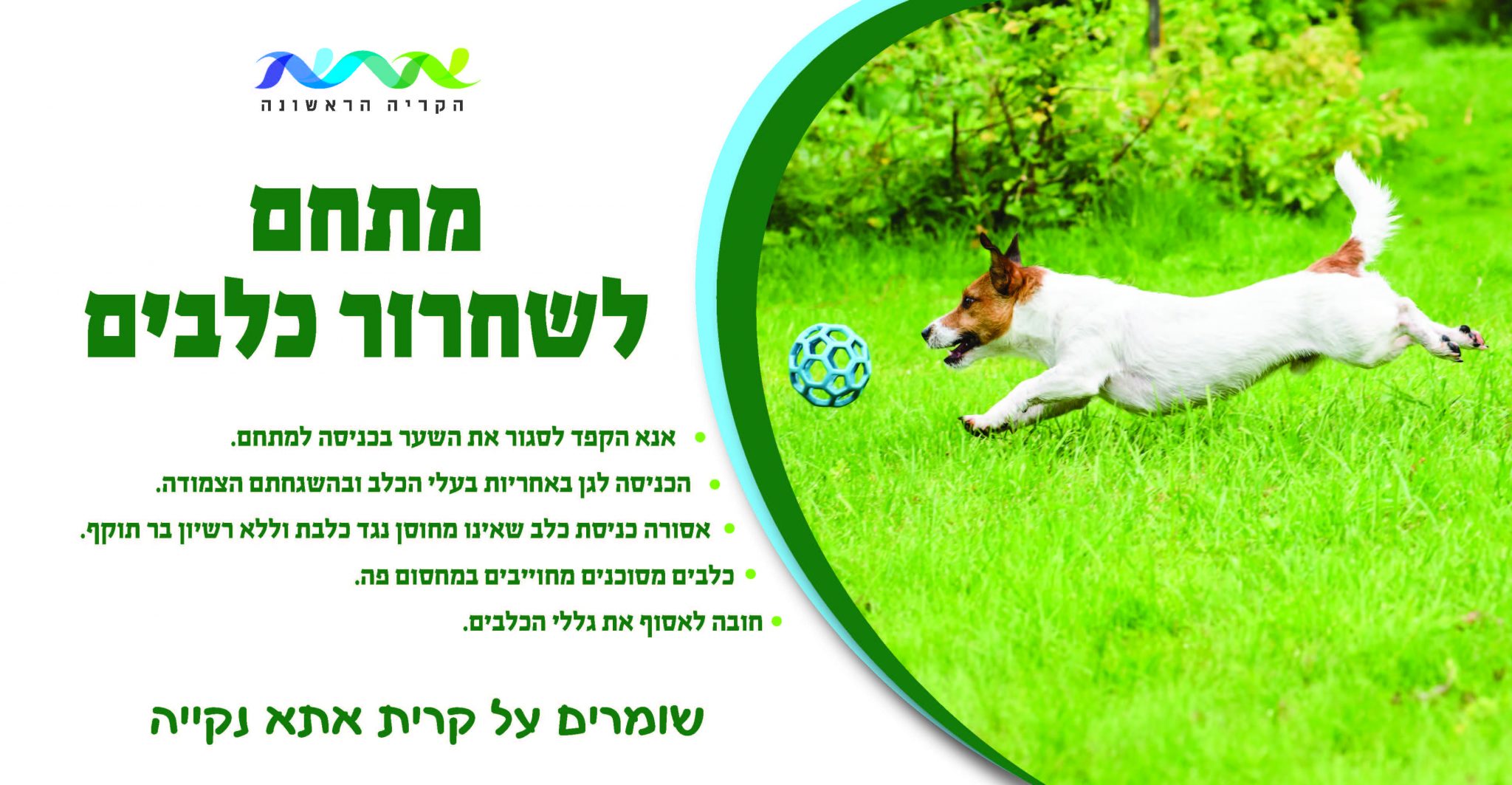 צילום: עיריית קרית אתא עיריית קרית אתא תקים גינות ציבוריות לשחרור כלבים בשלב הראשון יוקמו 4 גינות ברחבי העיר בעלות כוללת של כ- 400,000 ₪
